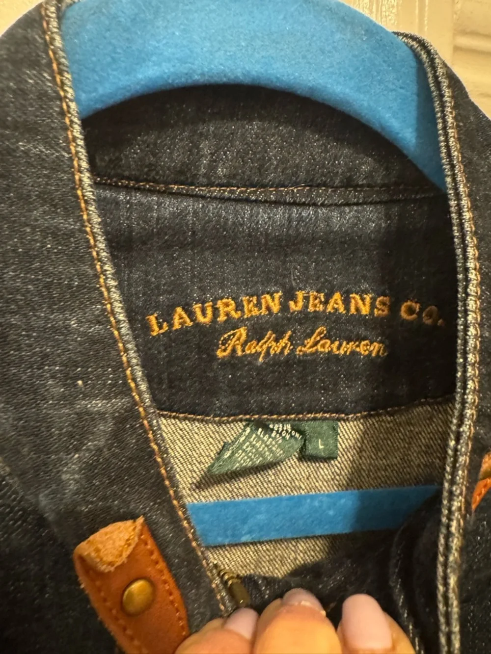Ralph Lauren Denim Utility Jacket with Leather Strap Details size Large - Picture 2 of 5